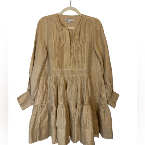 Shona Joy TUXEDO SHIRT DRESS Linen Size 4 - Picture 3 of 6